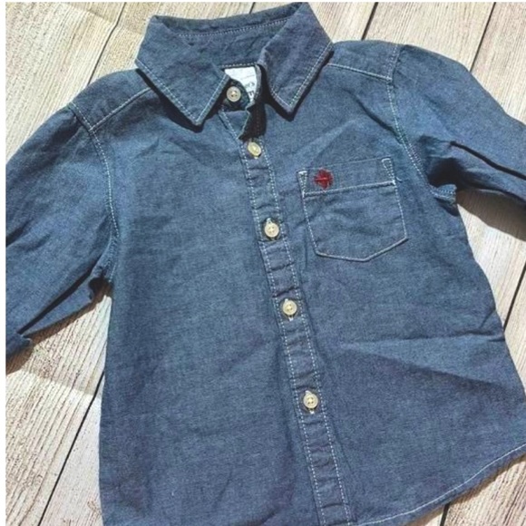 Carter’s Boy’s Long Sleeve Denim Button Shirt - Picture 1 of 5